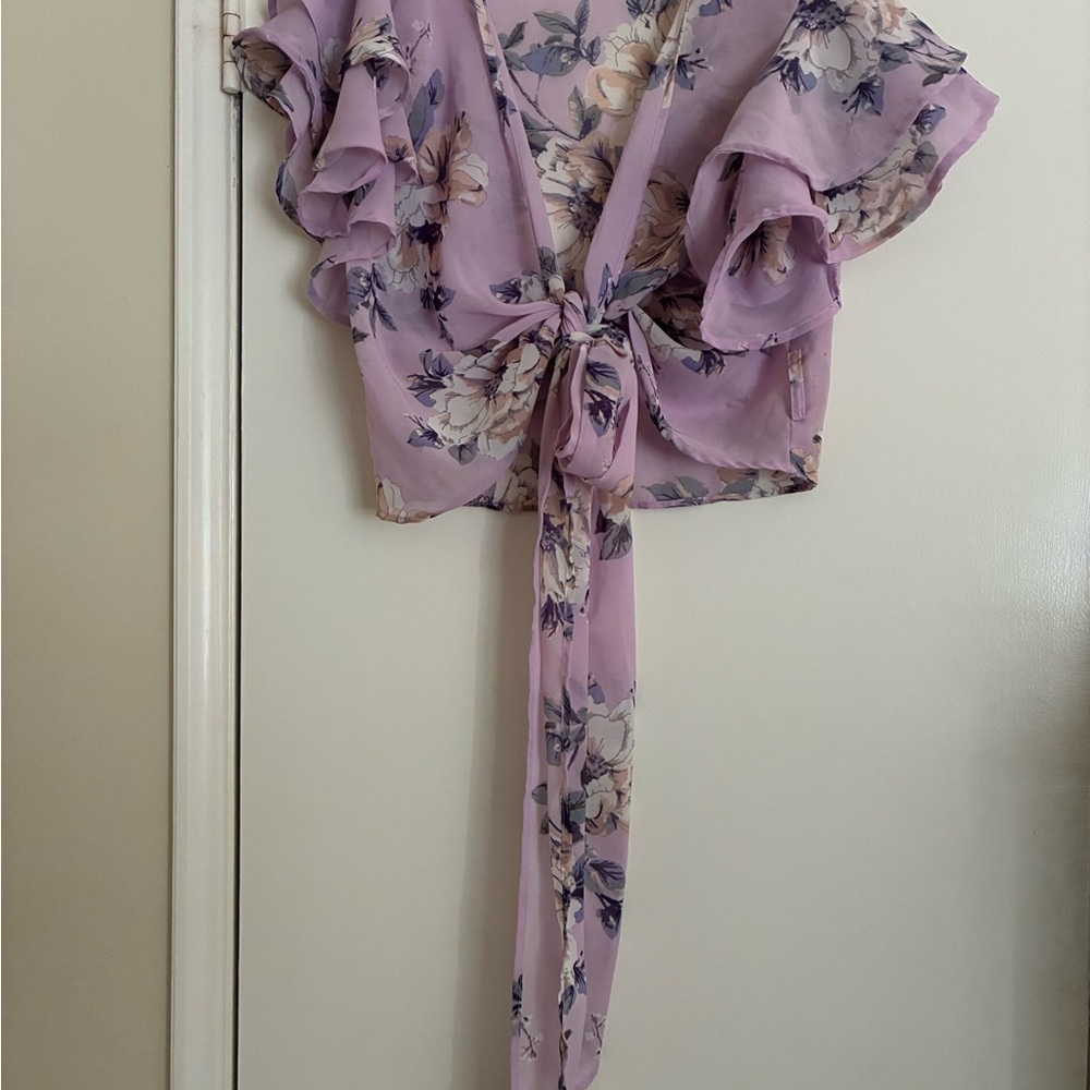 Live 4 Truth Lavender Floral Tie-Front Blouse